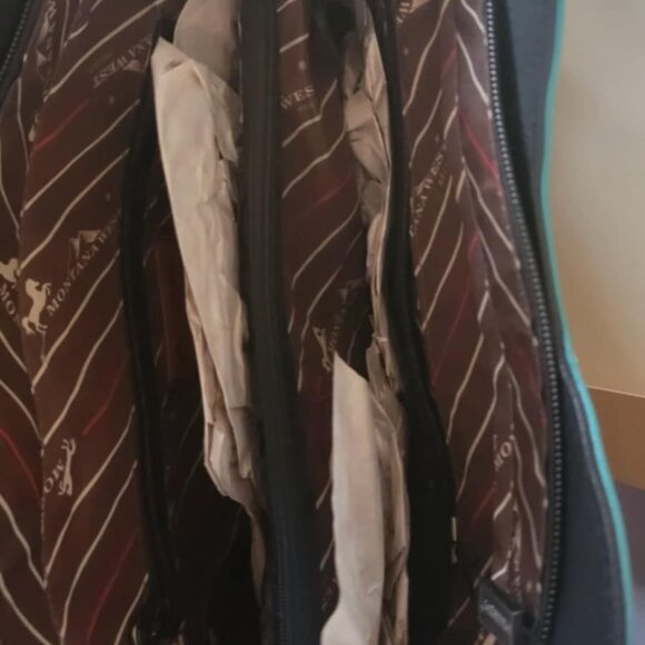 Montana West Floral Embroidered Fringe Tote Black w/Turquoise - Picture 4 of 7